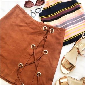 LaMarque Terra-cotta Suede Leather Skirt